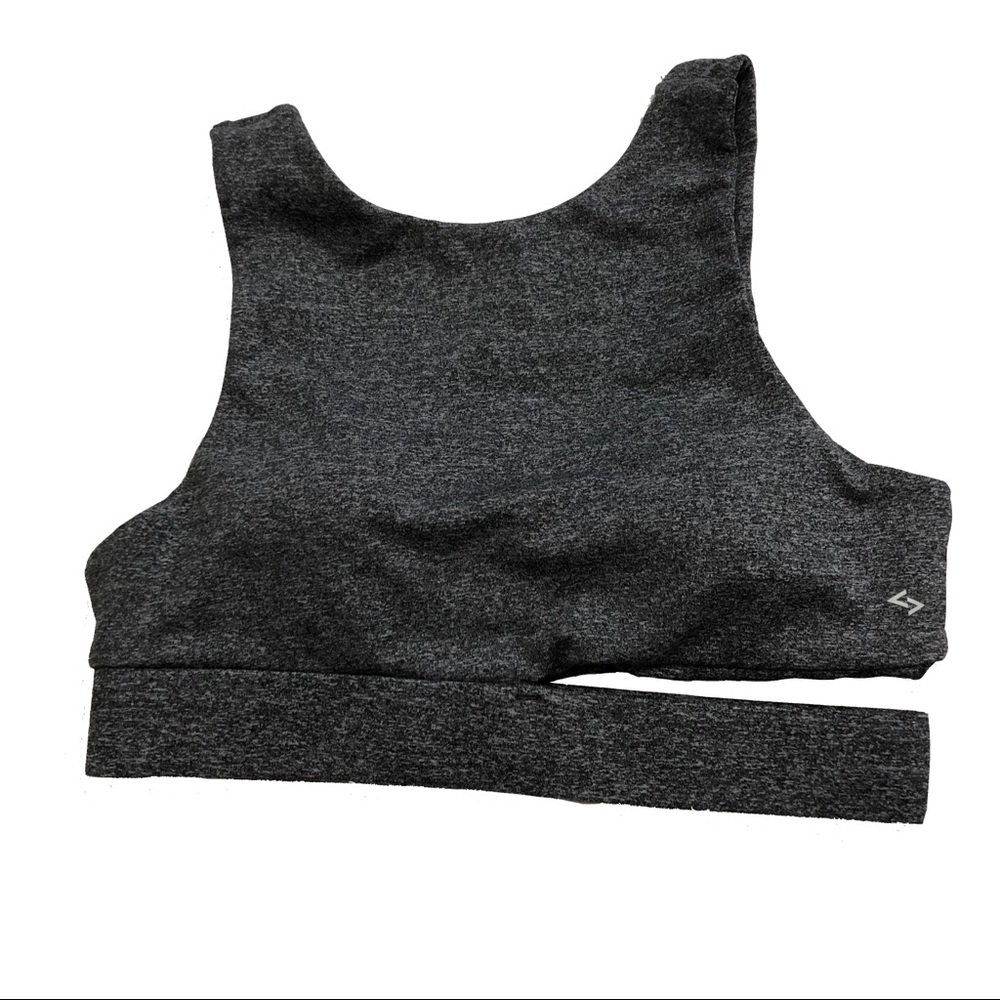 Grey Sports Bra with Cutout Design